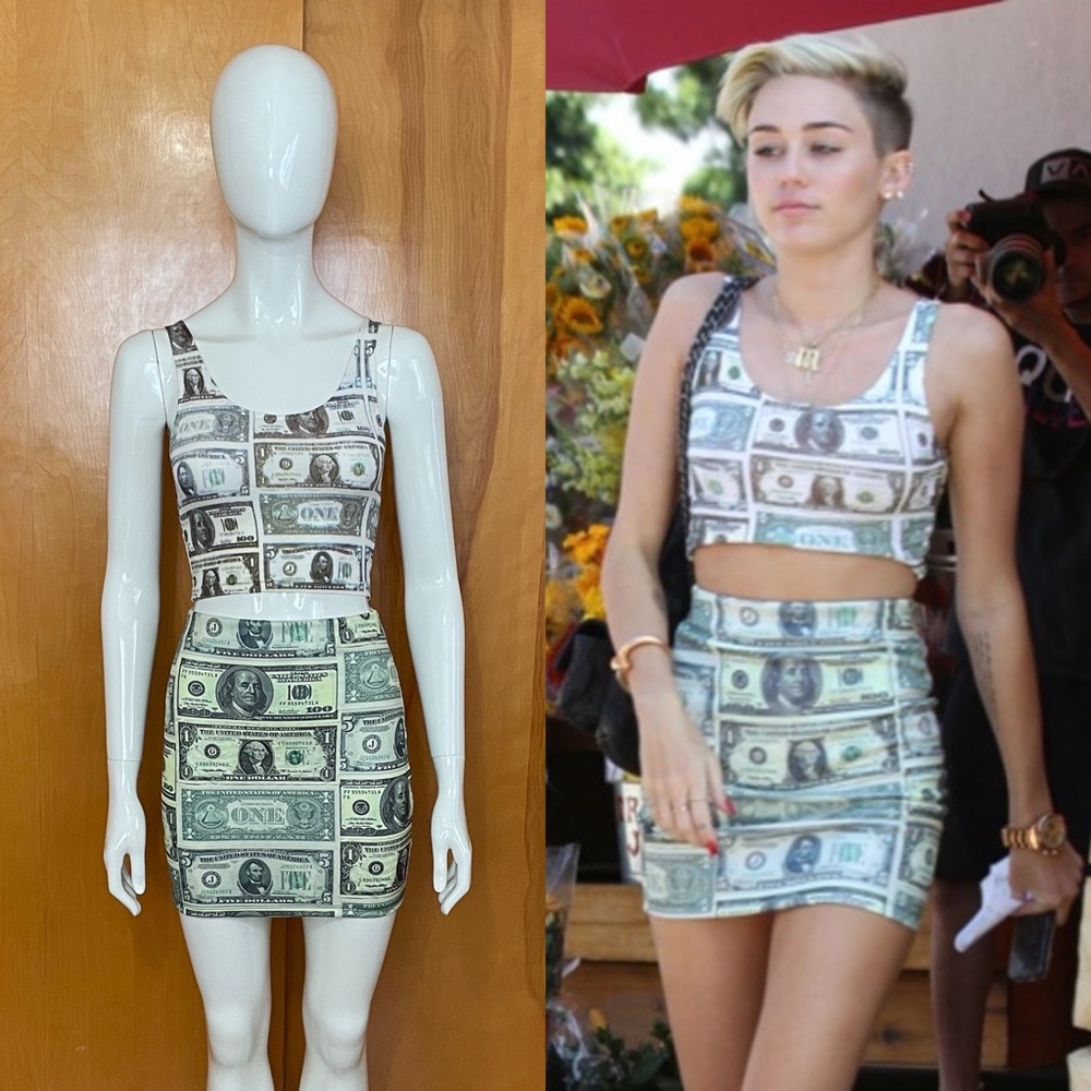 Rare Omighty Money Crop Top - XS/S & Skirt - SS Set O mighty Miley Cyrus 💵
